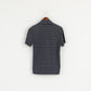 Armani Jeans Men M (S) Shirt Navy Striped Cotton Zip Neck Slim Fit Short Sleeve Top