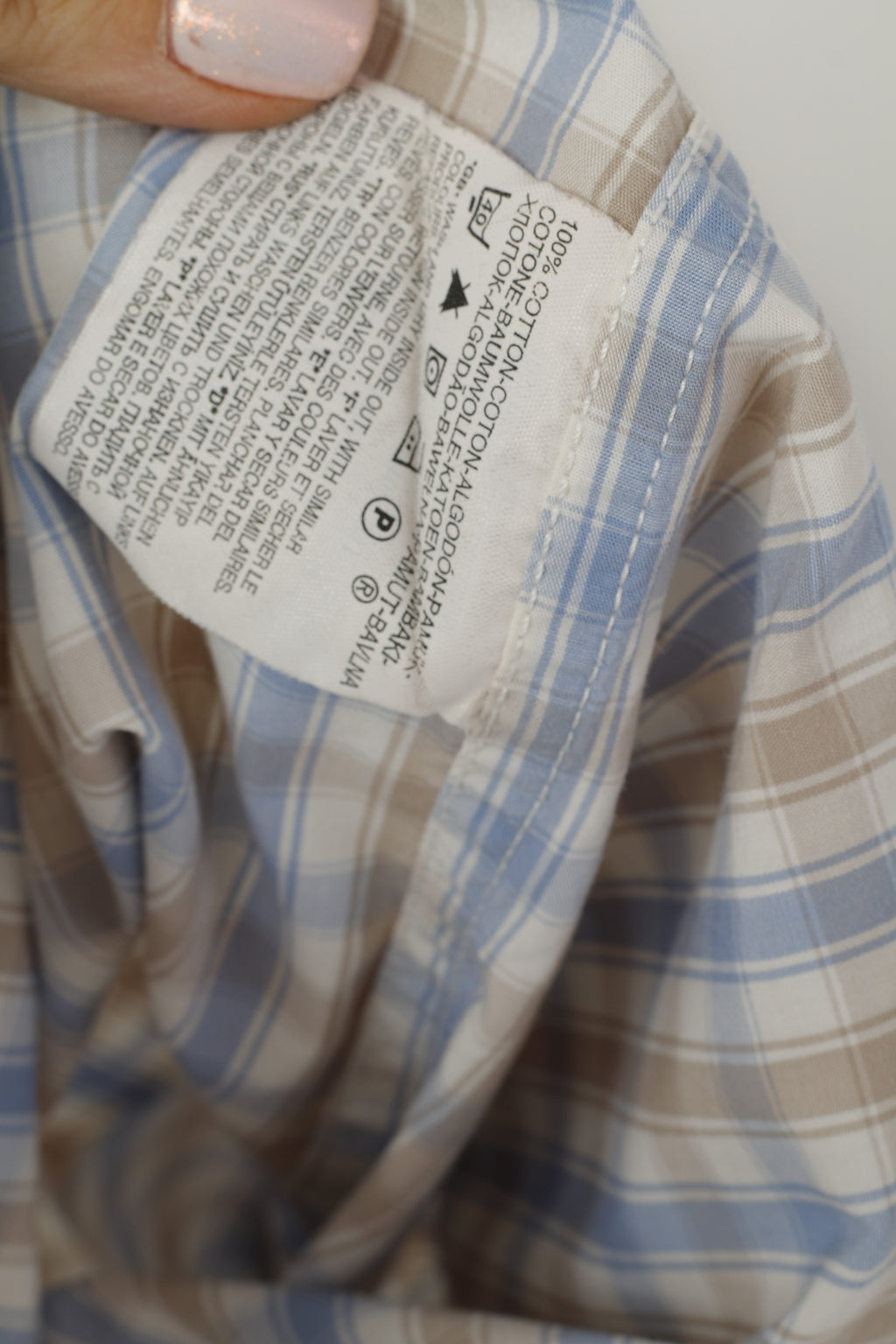 Levi's Men XL Casual Shirt Blue Beige Check Cotton Snap Short Sleeve Top