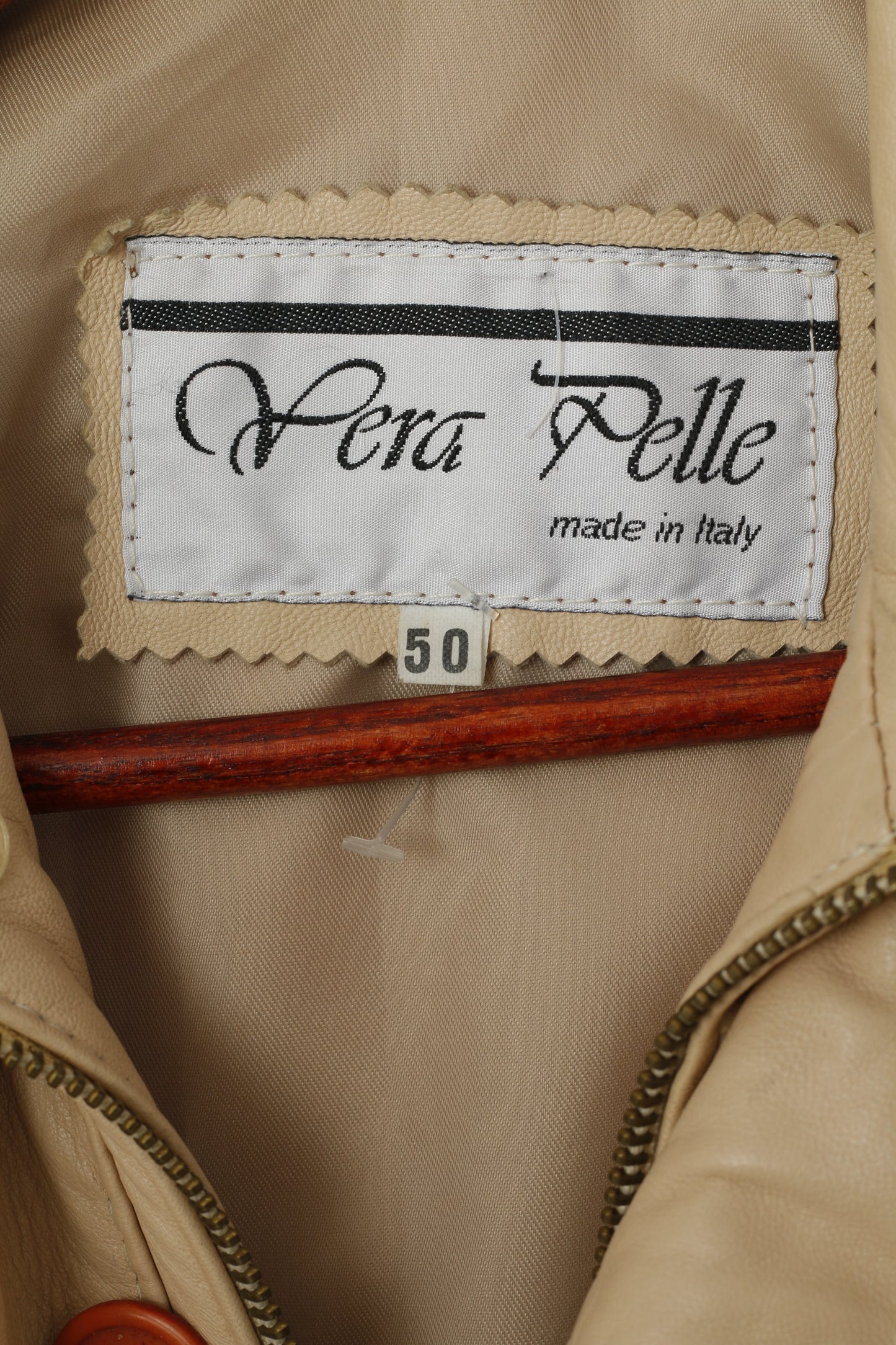 Giacca in Pelle Vintage Uomo 50 M Bomber Beige Tasche Vera Pelle Made in Italy Top