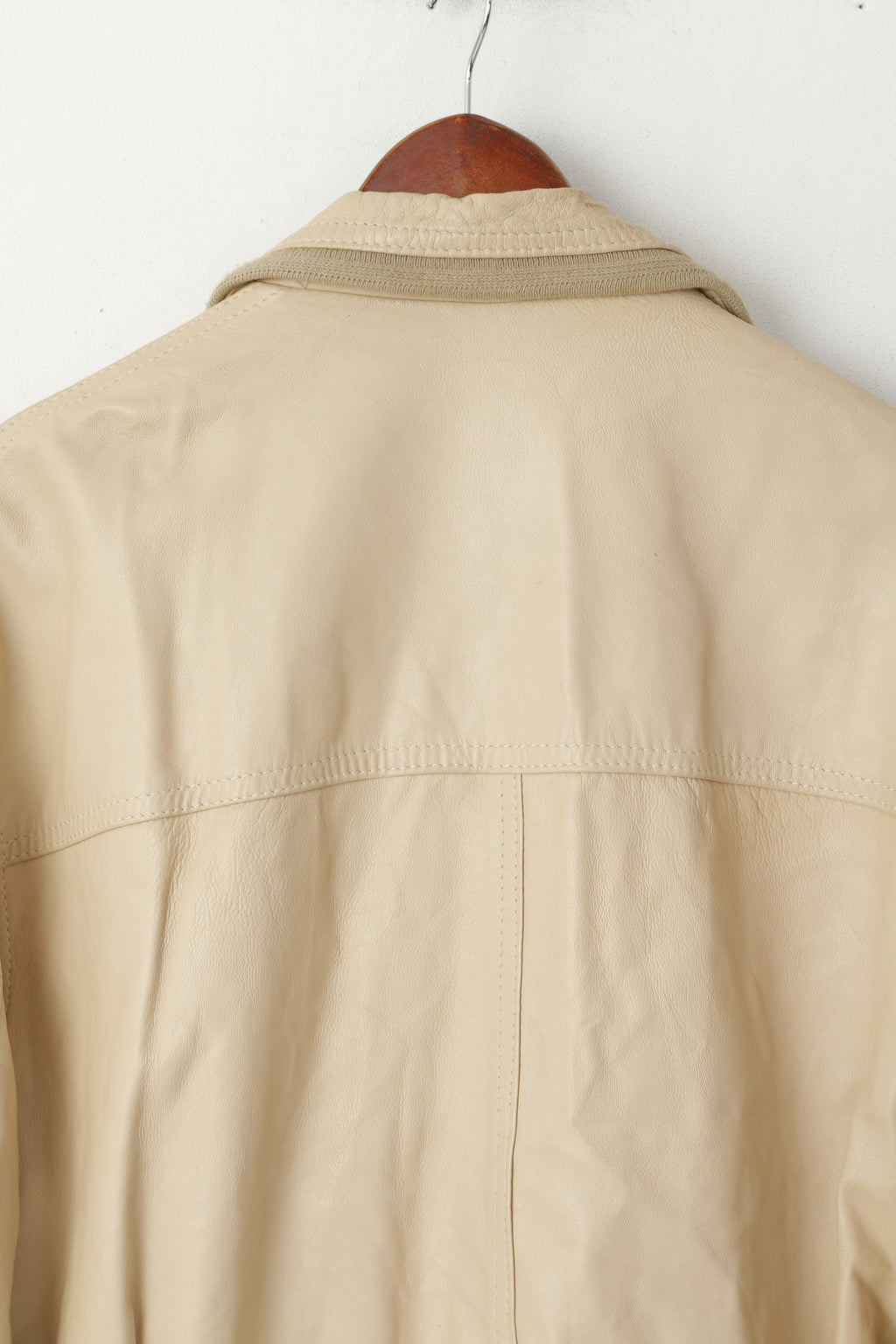 vintage Hommes 50 M Veste en cuir Beige Bomber Poches Vera Pelle Made in Italy Top