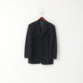 Hugo Boss Hommes 50 40 Blazer Marine Laine Vintage Super 100 Veste Simple Boutonnage