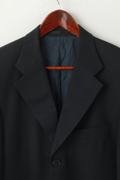 Hugo Boss Men 50 40 Blazer Navy Wool Vintage Super 100 Single Breasted Jacket