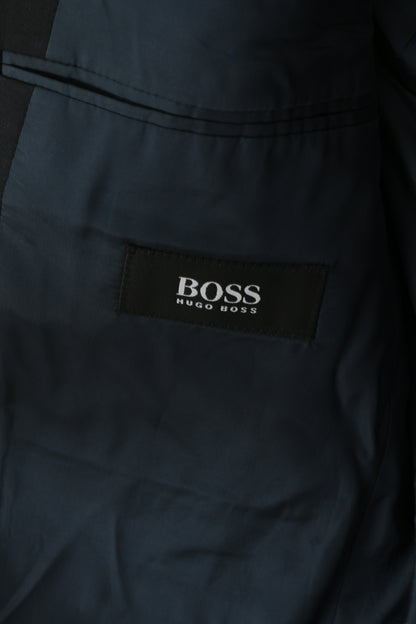Hugo Boss Hommes 50 40 Blazer Marine Laine Vintage Super 100 Veste Simple Boutonnage