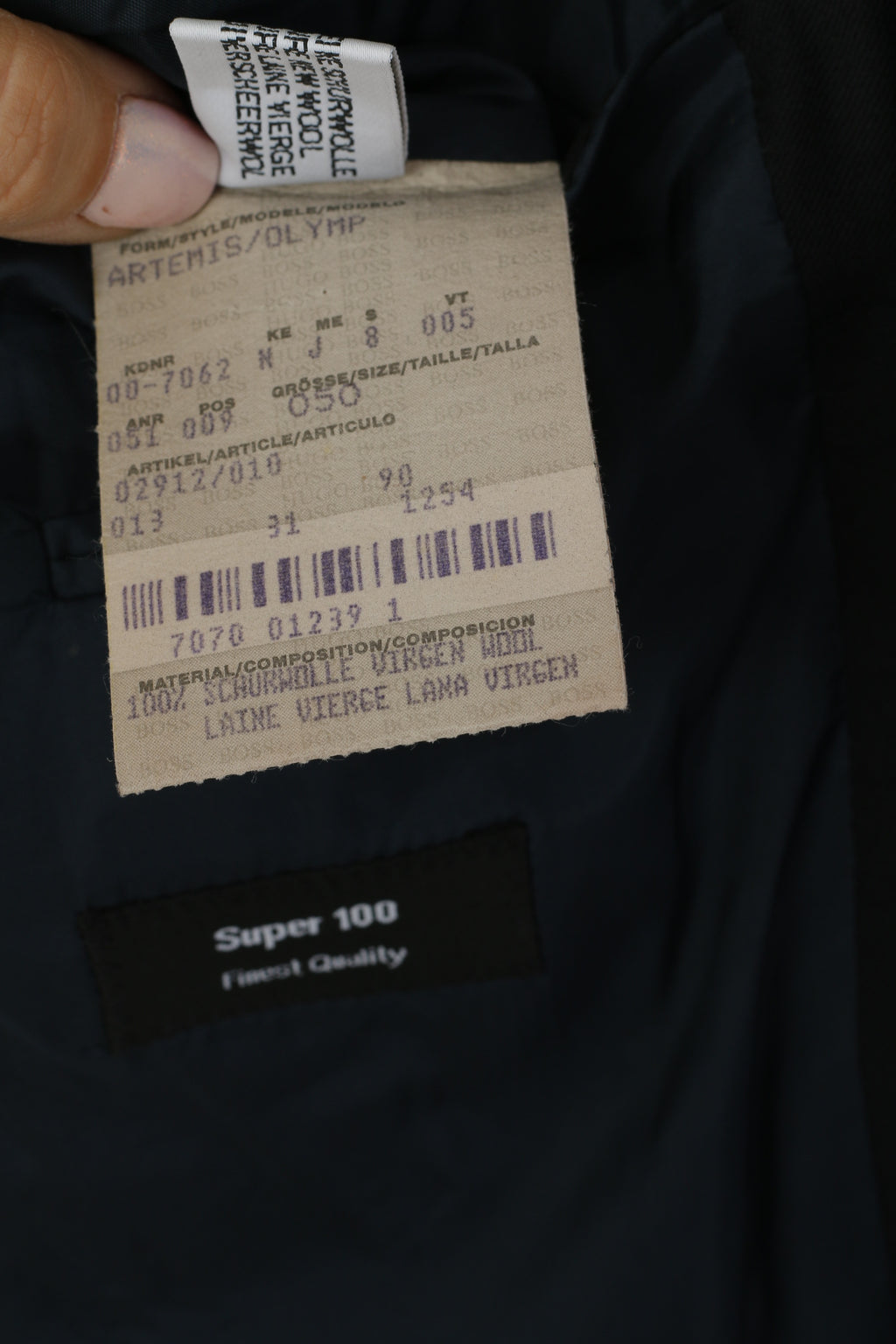 Hugo Boss Men 50 40 Blazer Navy Wool Vintage Super 100 Single Breasted Jacket