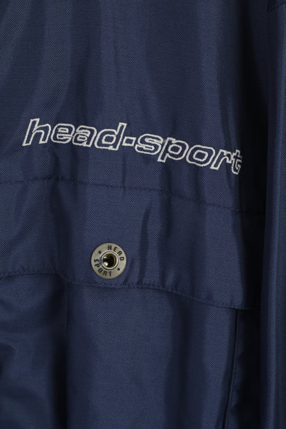 Head Men XL Jacket Navy Nylon Sport Hidden Hood Waterproof Vintage Top