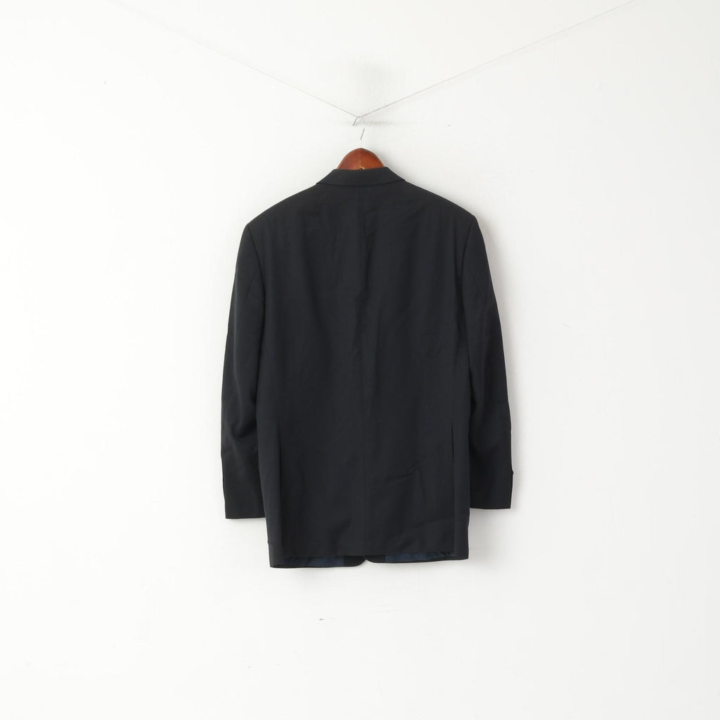 Hugo Boss Men 50 40 Blazer Navy Wool Vintage Super 100 Single Breasted Jacket