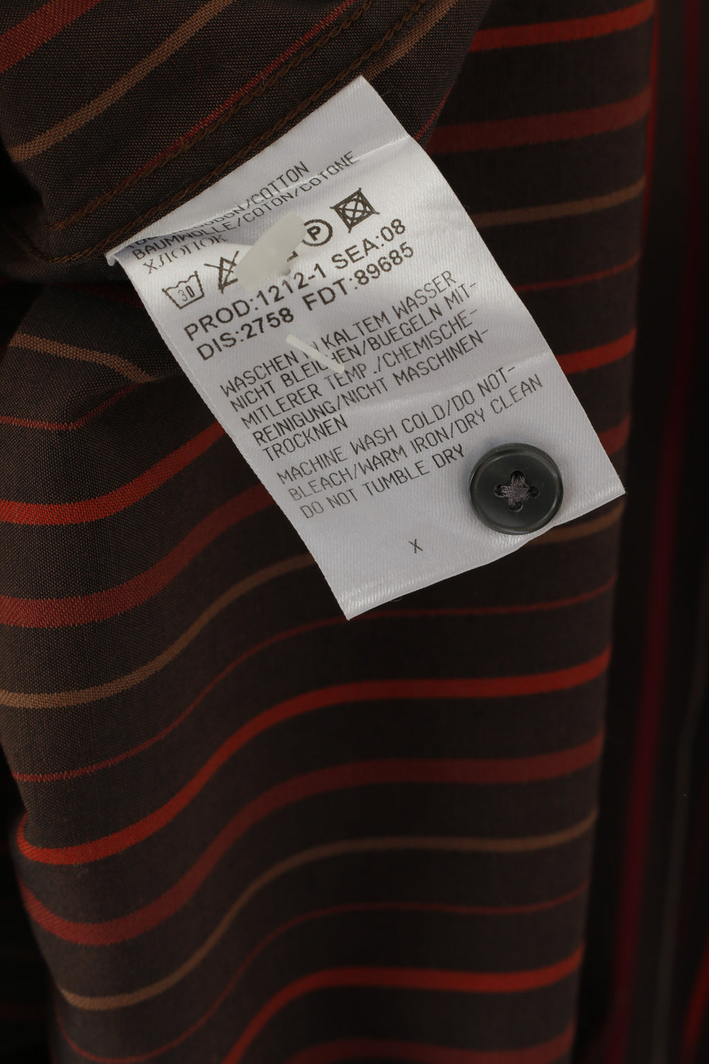 Hugo Boss Men L Casual Shirt Brown Striped Cotton Long Sleeve Cufflinks Top