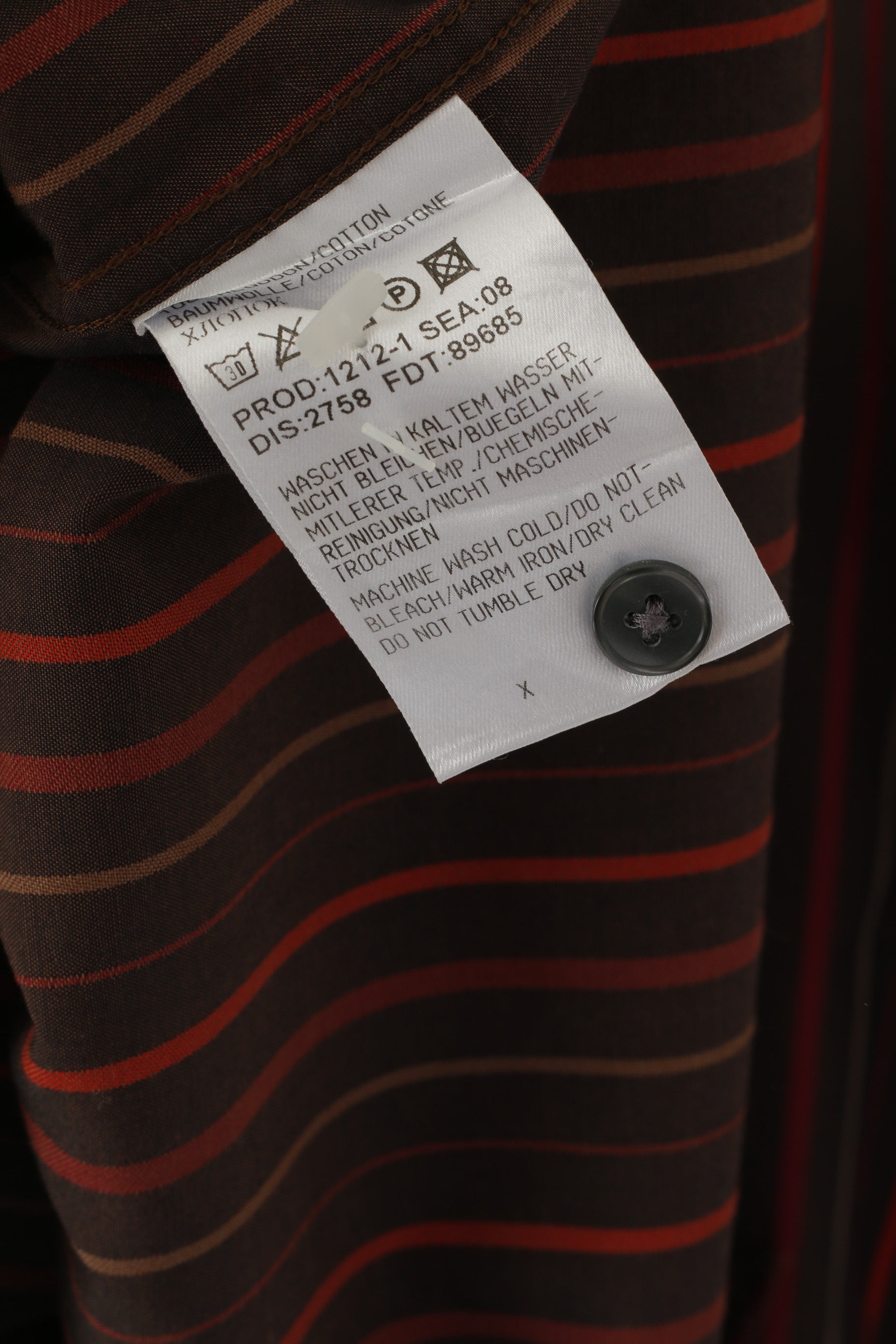 Hugo Boss Men L Casual Shirt Brown Striped Cotton Long Sleeve Cufflinks Top