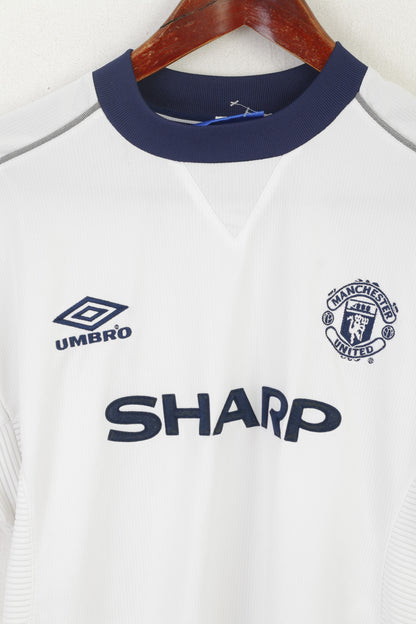 Umbro Manchester United Boys 152-158 Shirt White Vapa Tech Football Jersey Top