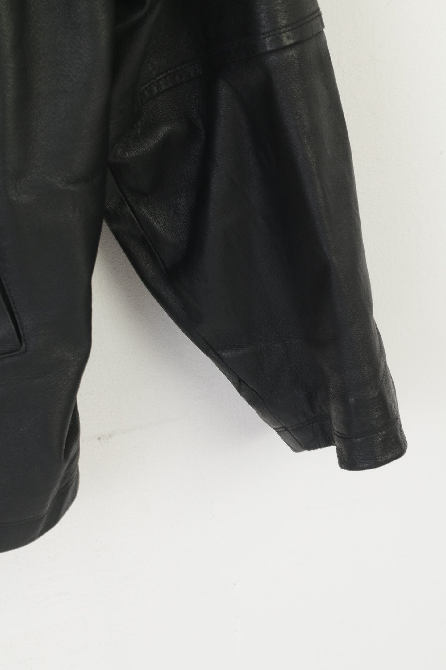 C&A Colonial Lines Men XL Jacket Black Leather Full Zip Biker Classic Top