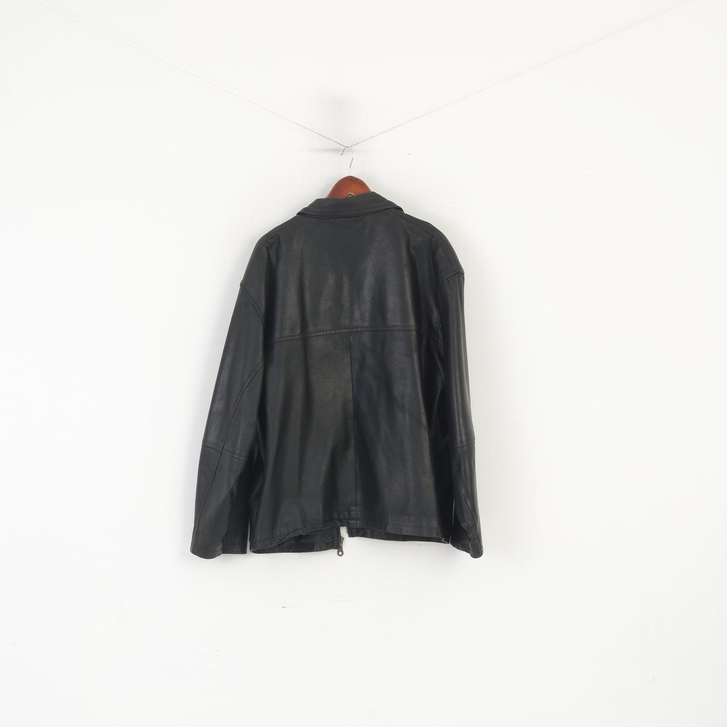 Giacca da motociclista XL con zip intera in pelle nera C&amp;A Colonial Lines da uomo