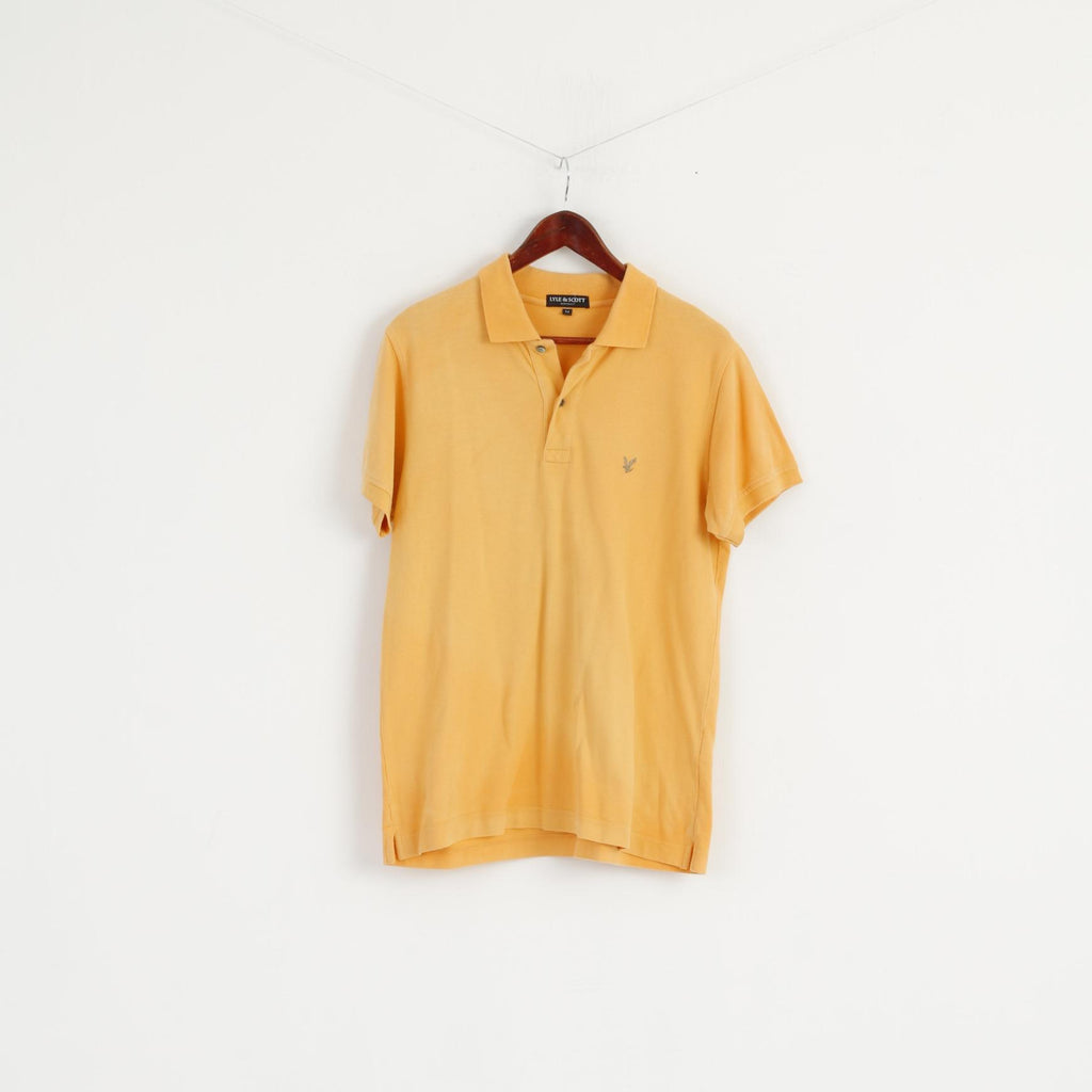 Lyle & Scott Men M Polo Shirt Orange Cotton Heritage Short Sleeve Plain Top