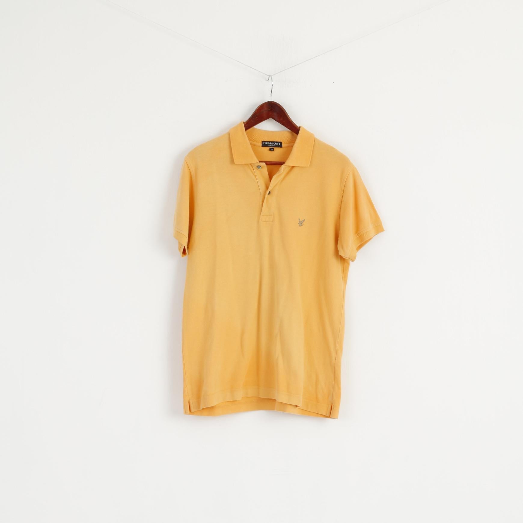 Lyle & Scott Men M Polo Shirt Orange Cotton Heritage Short Sleeve Plain Top