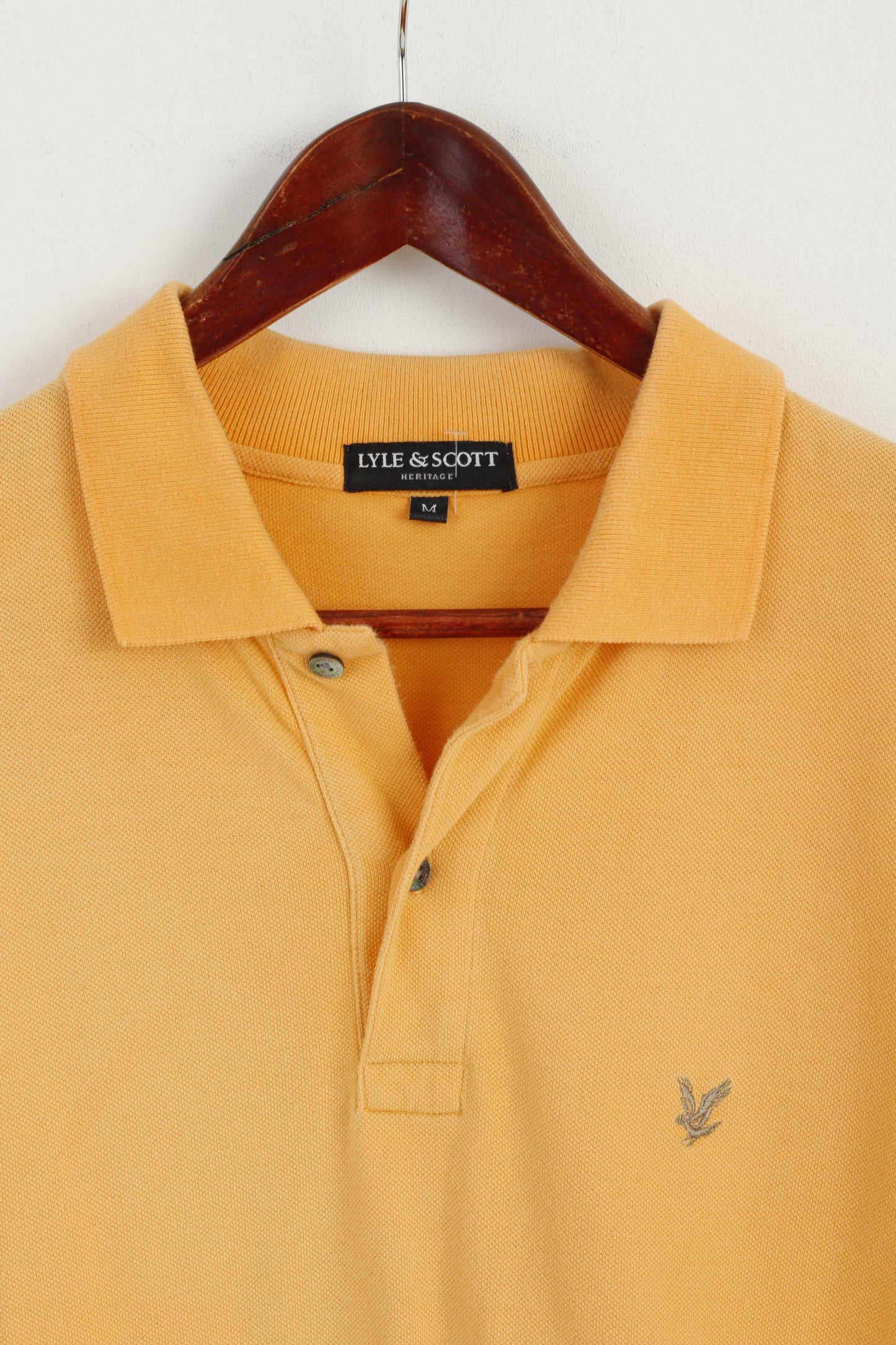 Lyle & Scott Men M Polo Shirt Orange Cotton Heritage Short Sleeve Plain Top