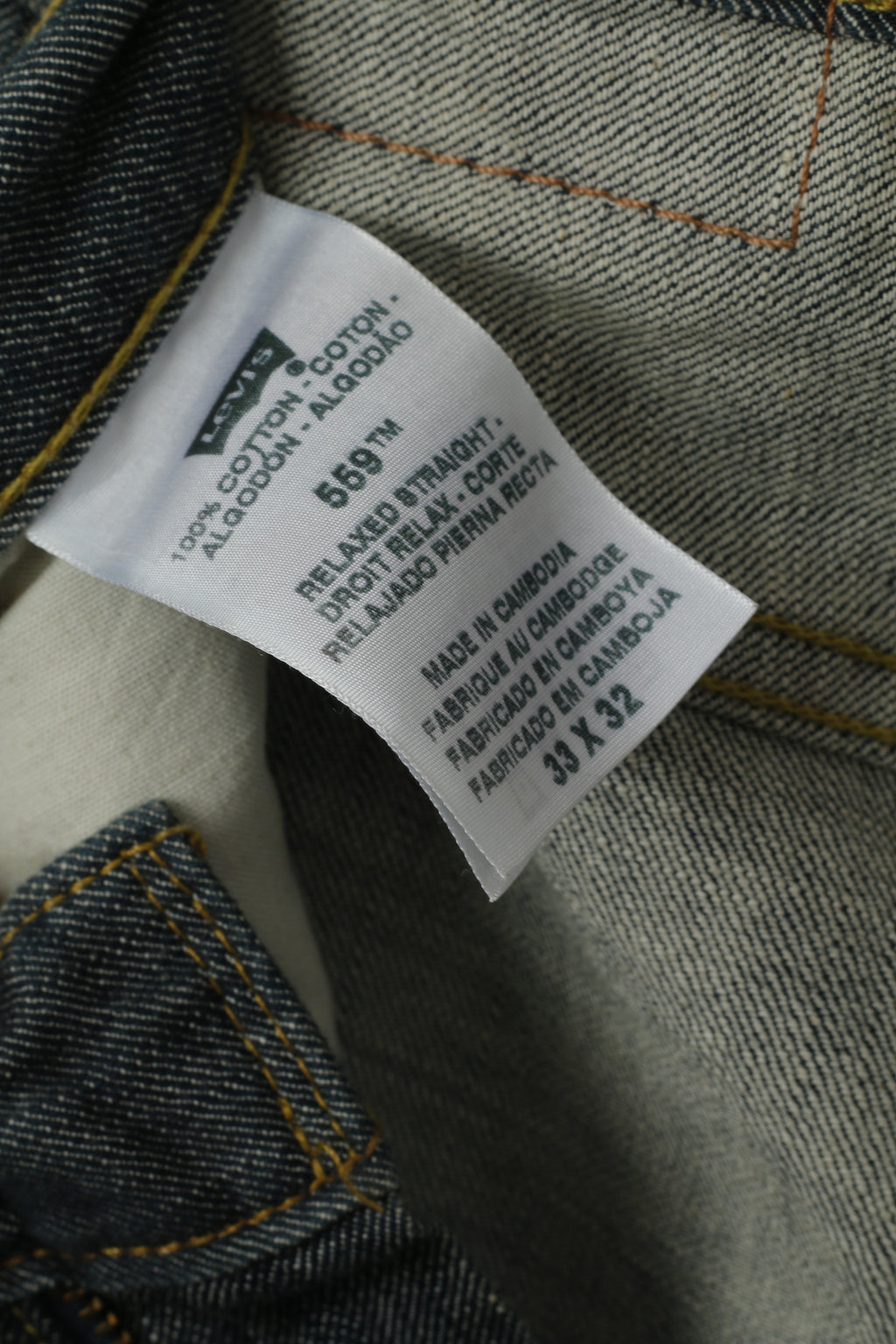 Levi's 559 Men 33 Jeans Trousers Navy Relaxed Straight Leg Denim Cotton Pants