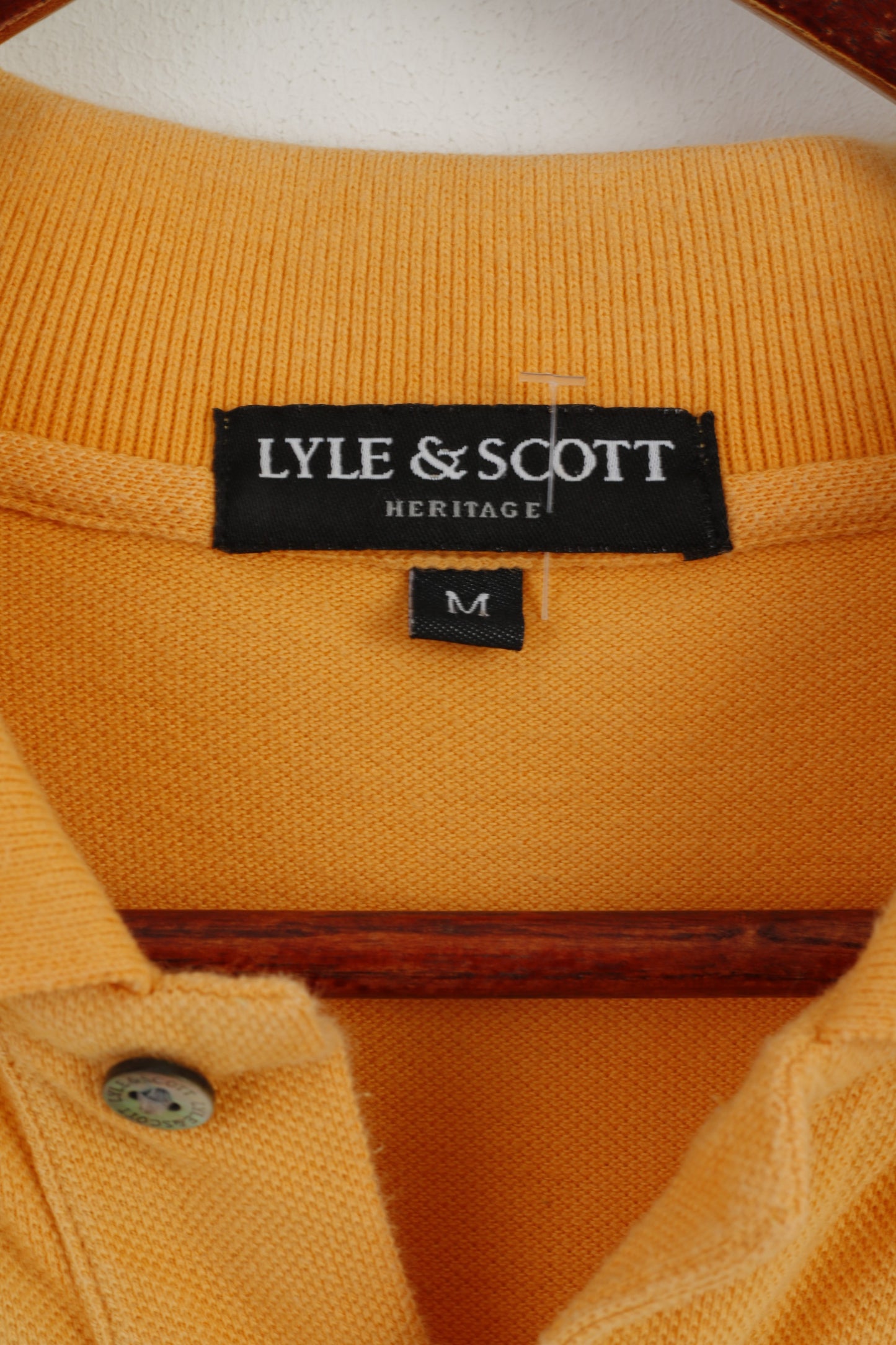 Lyle & Scott Men M Polo Shirt Orange Cotton Heritage Short Sleeve Plain Top