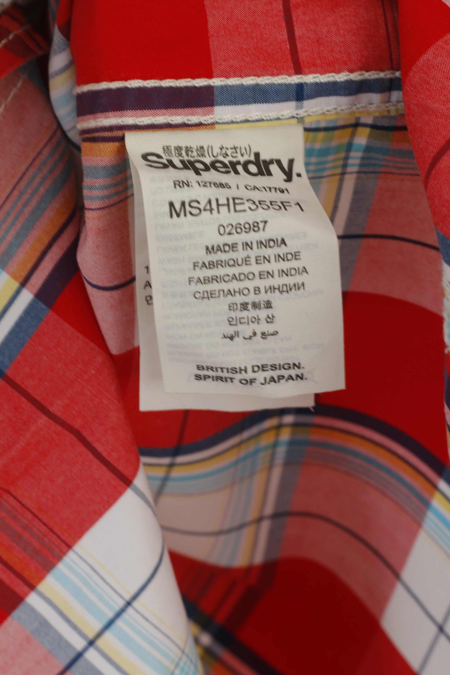 Superdry Men S Casual Shirt Red Check Cotton The Washbasket Long Sleeve Top