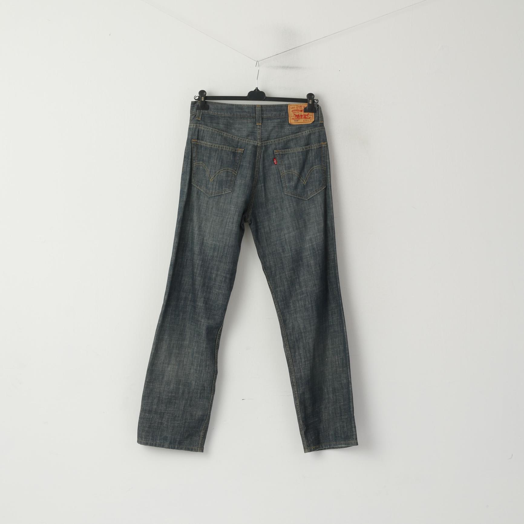 Levi's 559 Men 33 Jeans Trousers Navy Relaxed Straight Leg Denim Cotton Pants