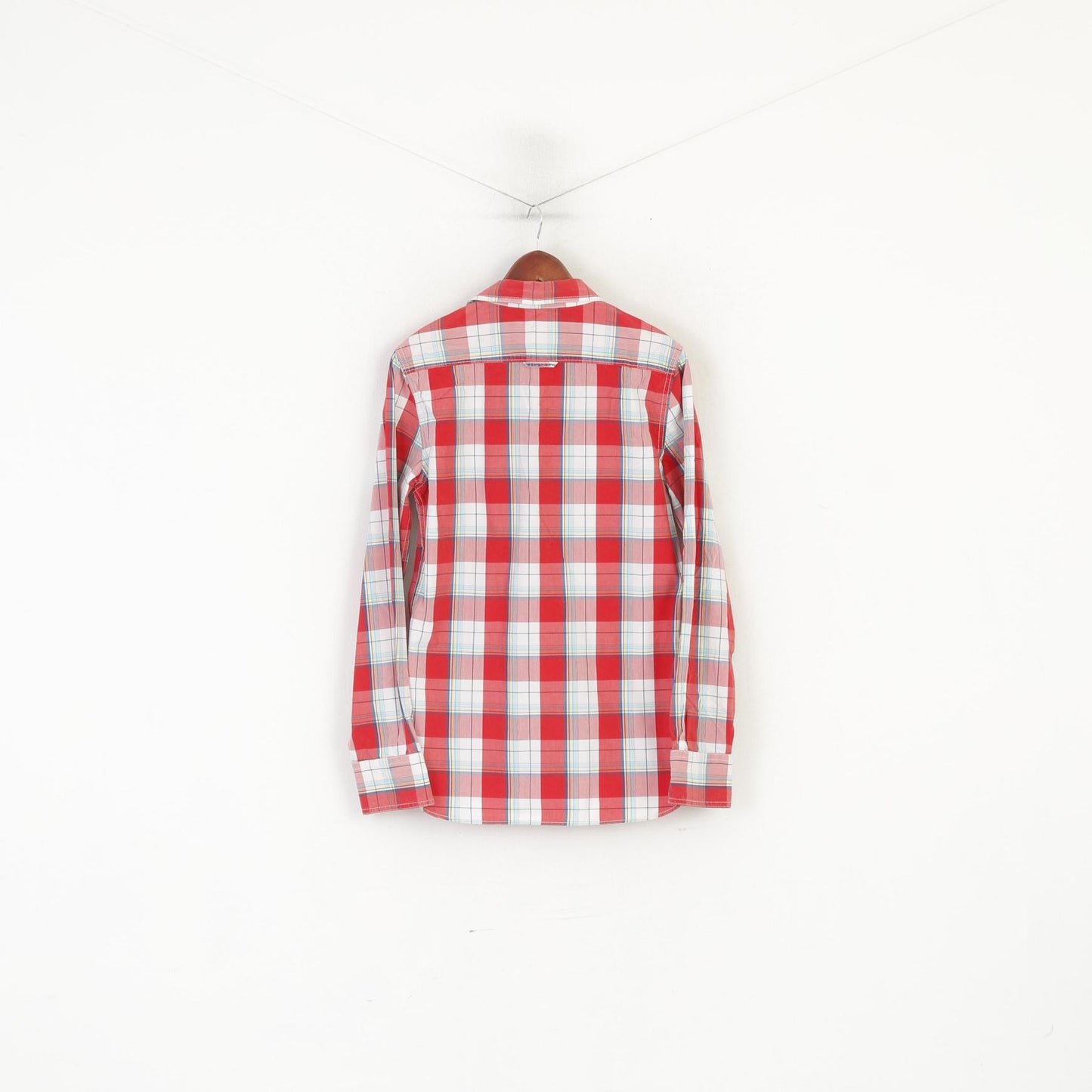 Superdry Men S Casual Shirt Red Check Cotton The Washbasket Long Sleeve Top