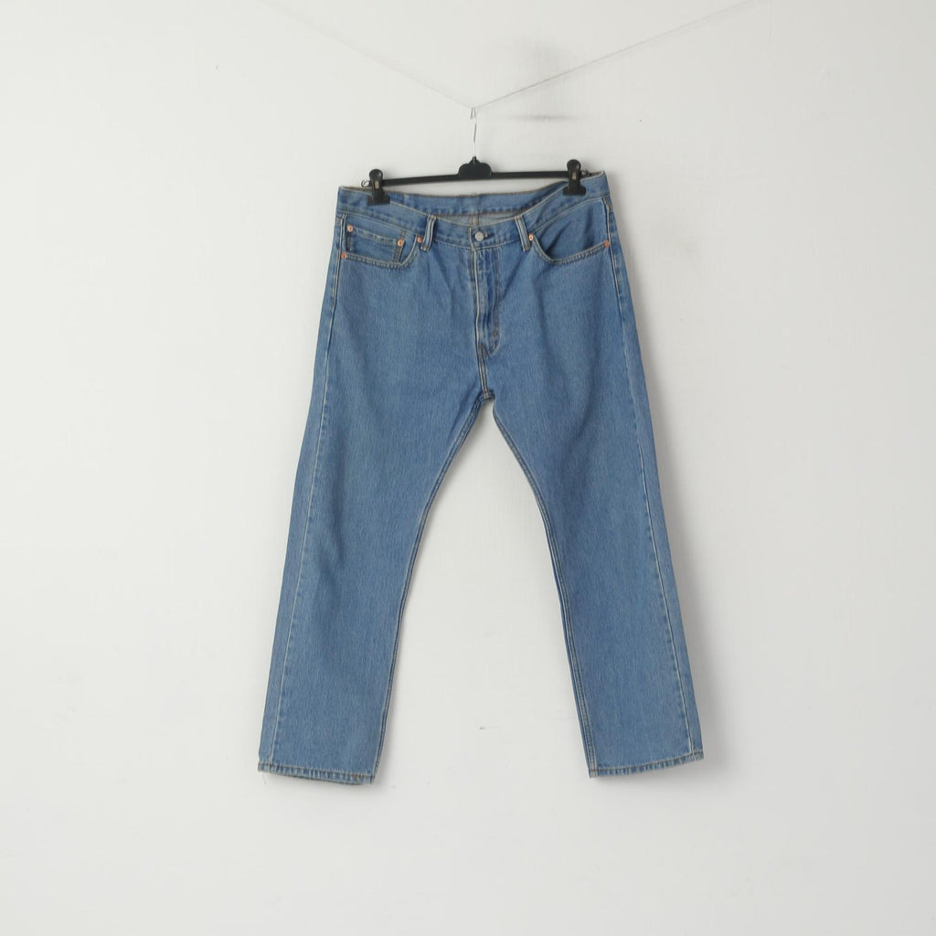 Levi's 505 Men 36 Jenas Pantalon Bleu Denim Coton Classique Pantalon Droit