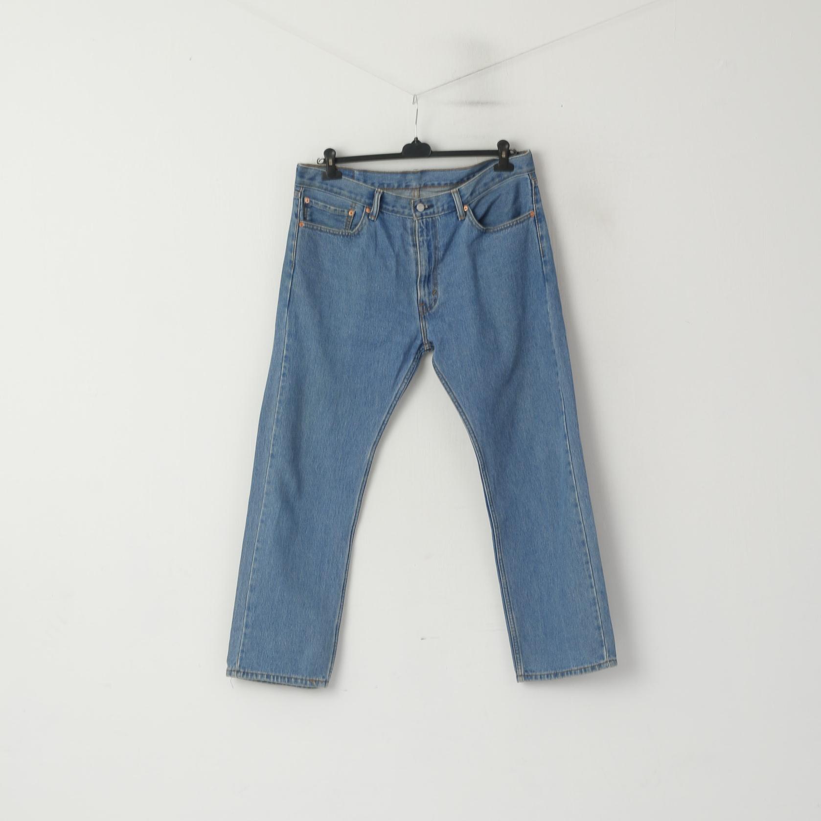 Levi's 505 Men 36 Jenas Pantalon Bleu Denim Coton Classique Pantalon Droit