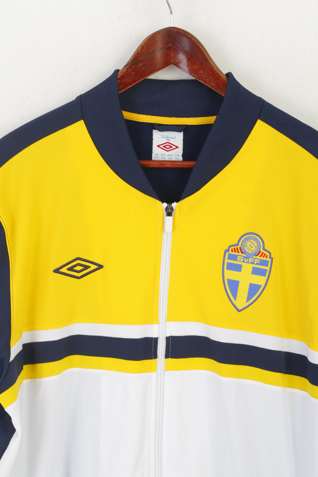 Umbro Homme XXL Sweat Marine Jaune SvFF Svenska Football Zip Up Track Top