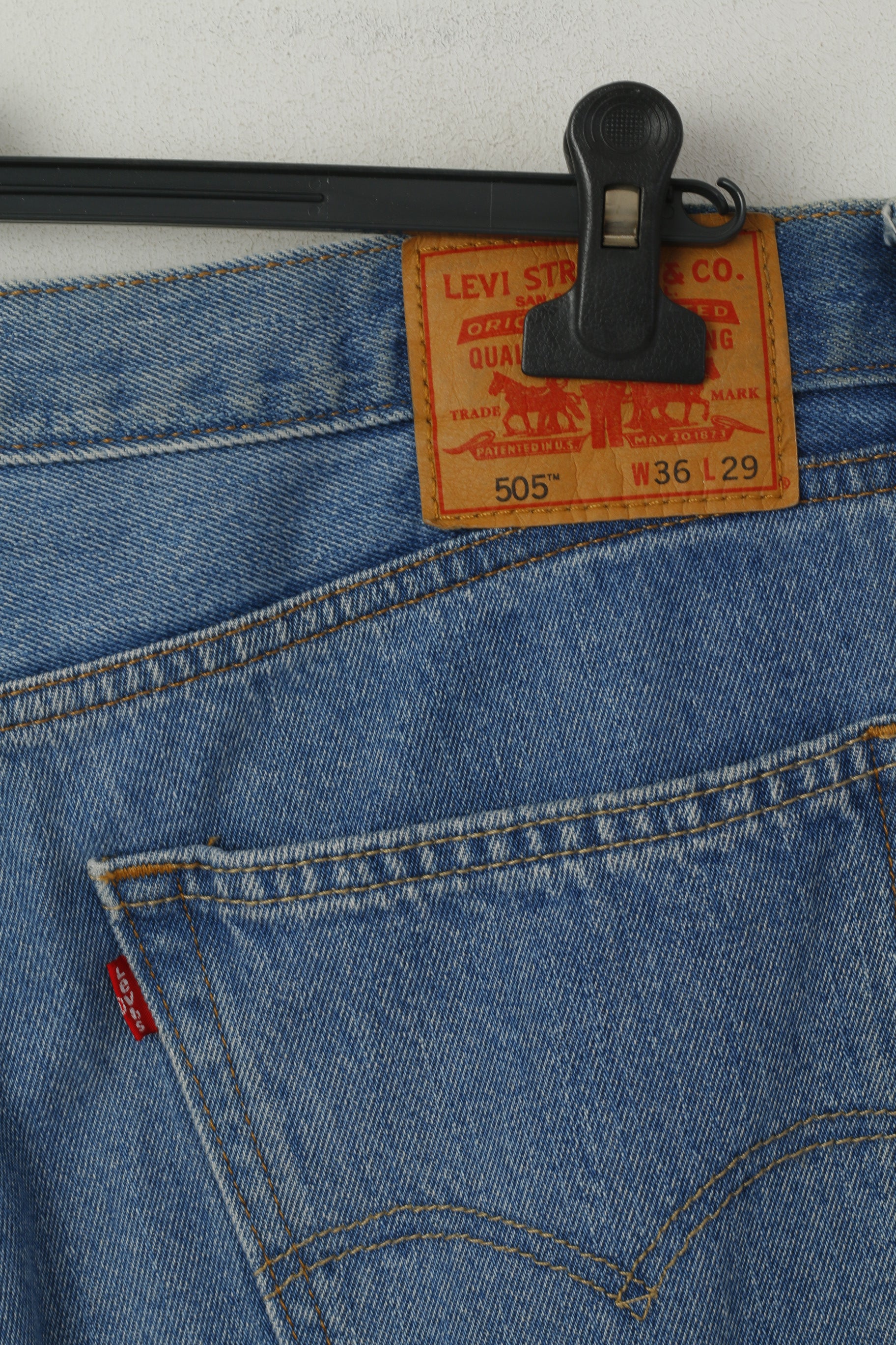 Levi's 505 Men 36 Jenas Pantalon Bleu Denim Coton Classique Pantalon Droit