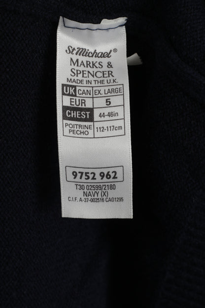 Maglione Marks &amp; Spencer da uomo XL blu scuro in pura lana vergine con scollo a V