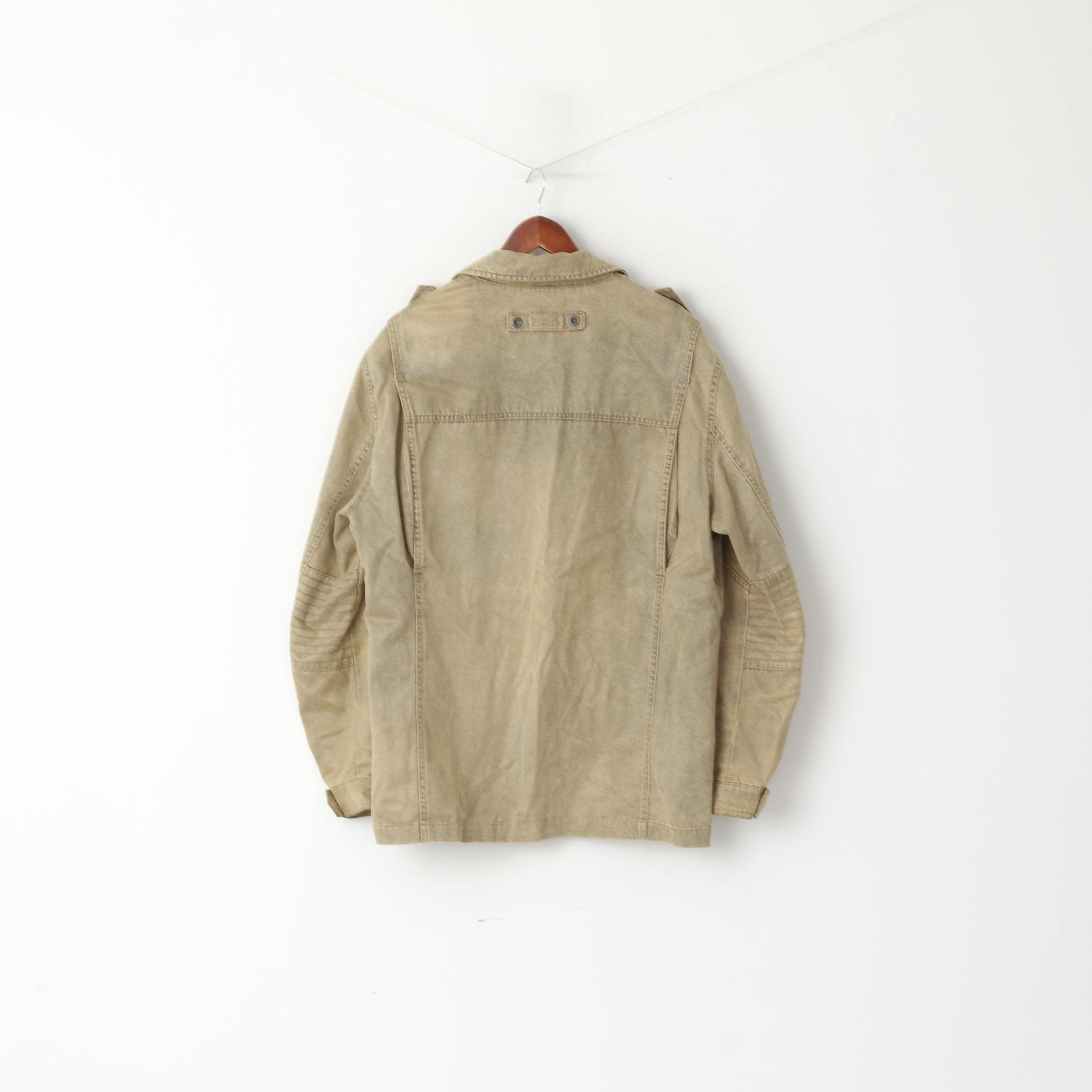 Camel Active Men 102 L Jacket Beige Cotton Full Zipper Pockets Wind Trail Explorer Top