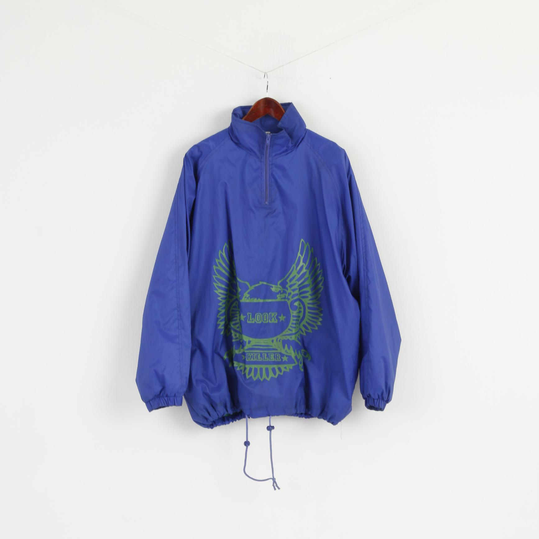 Snow Boarding Fun Hommes XL Veste Pull Bleu Col Zippé Coton Doublé Haut Rétro