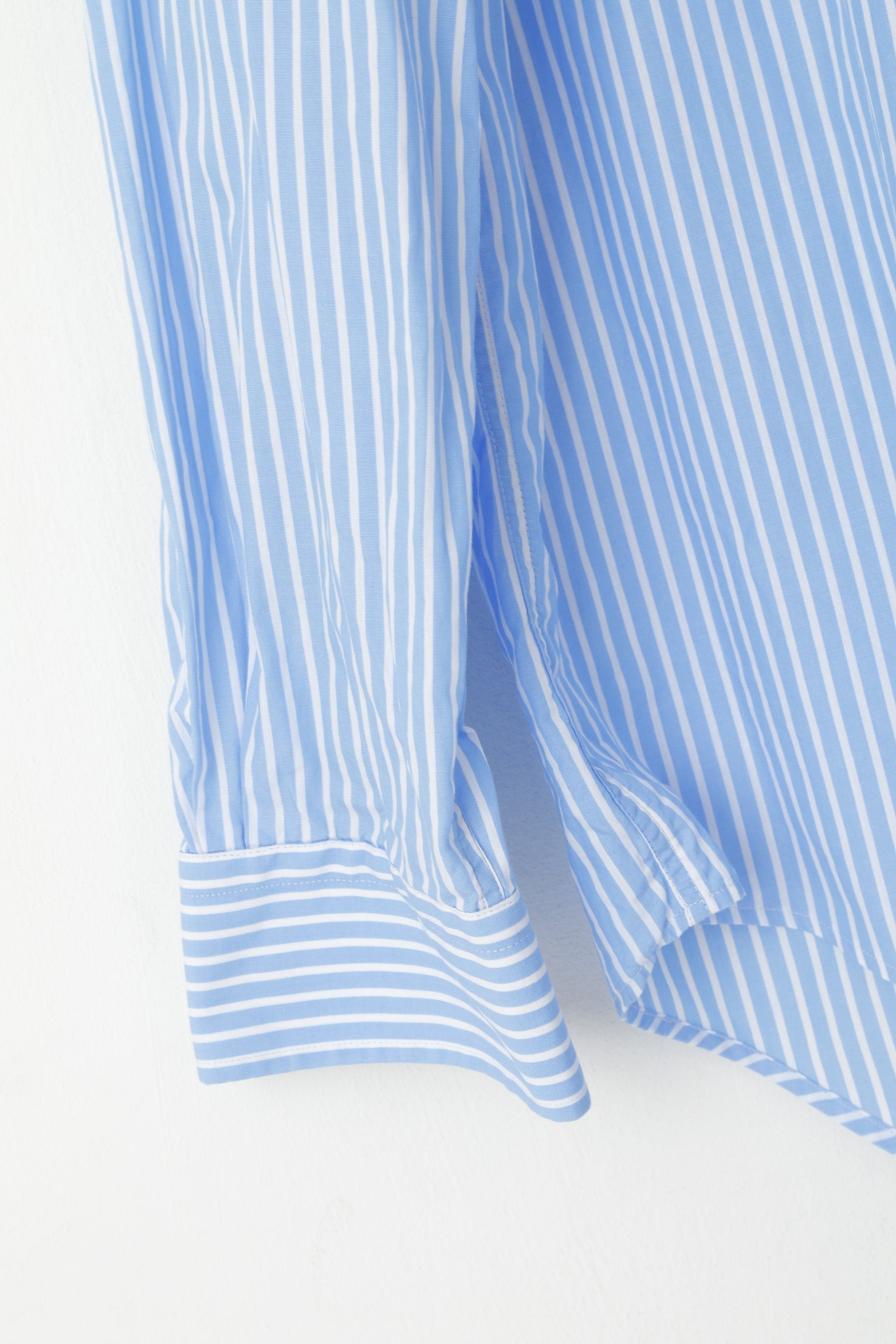 Jaeger Men 17 XL Casual Shirt Blue Cotton Striped Tailored Long Sleeve Top