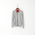 United Kingdom Of Luke Men L Button Front Cardigan Gray Cotton Classic Sweater