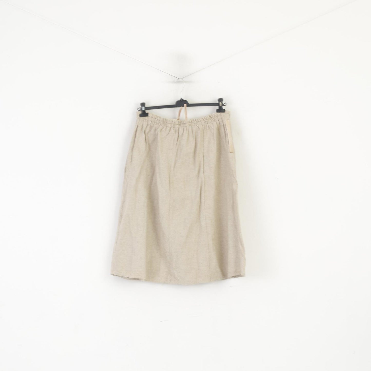 Vintage Women XL Skirt Beige Tyrol A-Line Pleated Linen Austrian Trachten