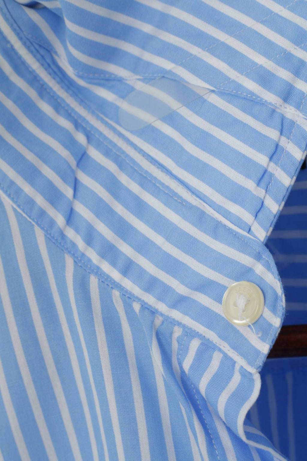 Jaeger Men 17 XL Casual Shirt Blue Cotton Striped Tailored Long Sleeve Top