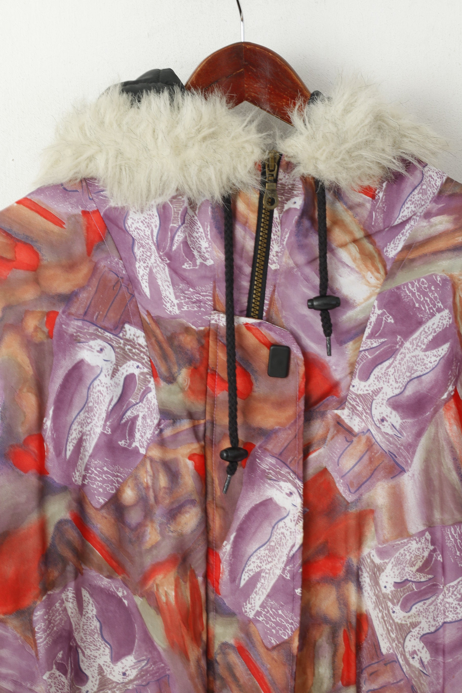 C&amp;A Rodeo Femme 42 XL Veste Violet Festival Vintage Parka d'hiver à capuche