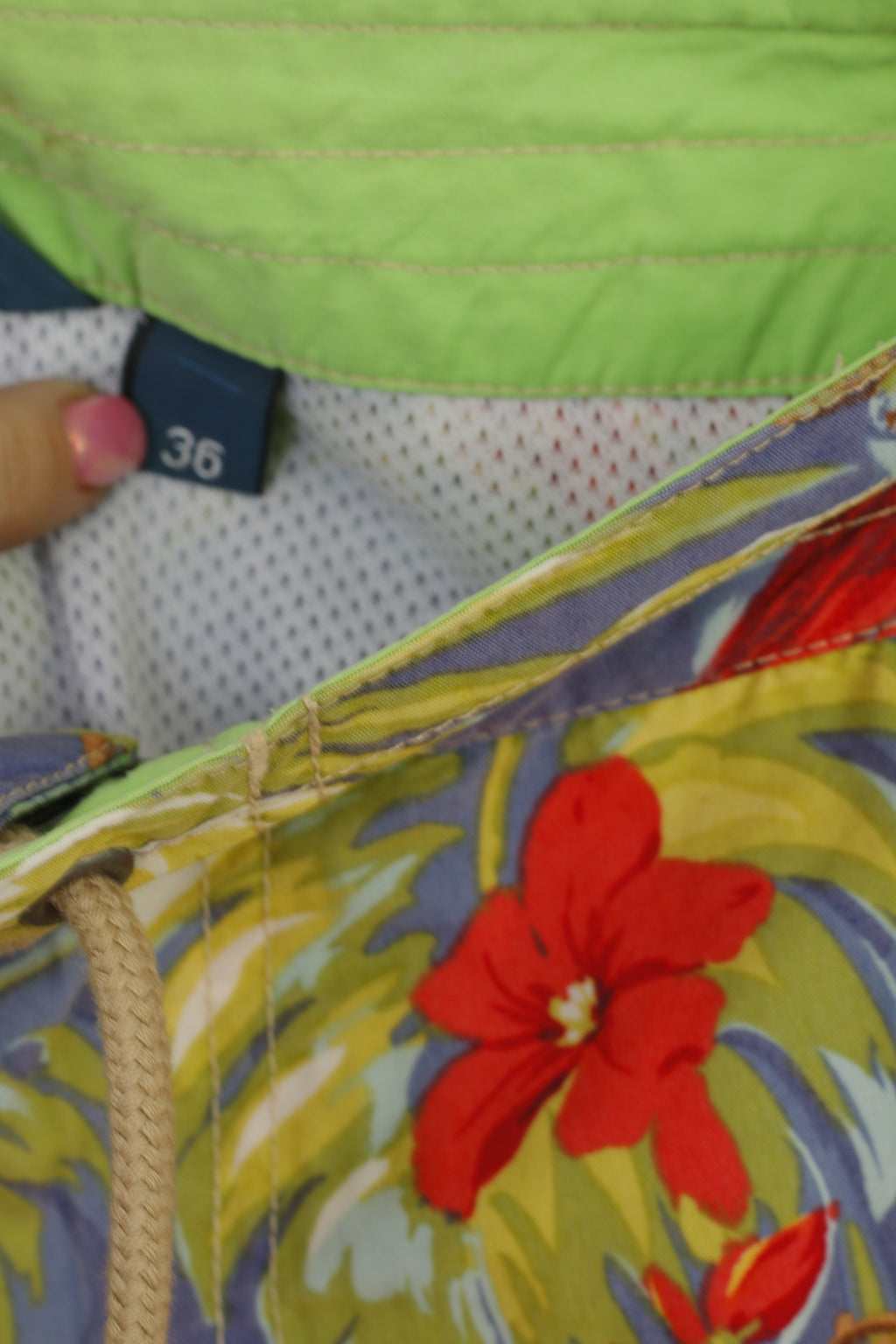 Polo Ralph Lauren Uomo 36 52 L Pantaloncini verdi Hawaii Parrot Foderati in rete estivi