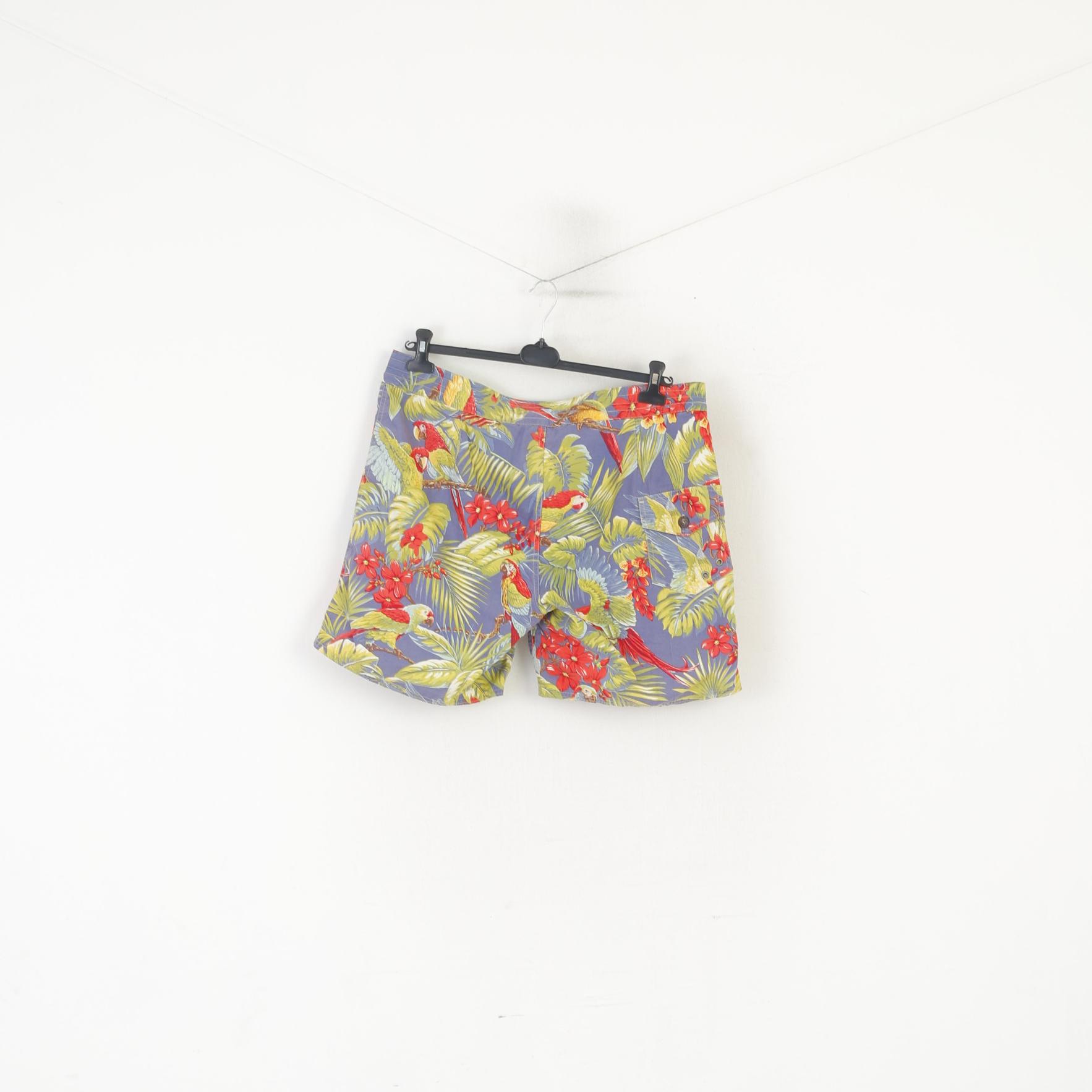 Polo Ralph Lauren Uomo 36 52 L Pantaloncini verdi Hawaii Parrot Foderati in rete estivi