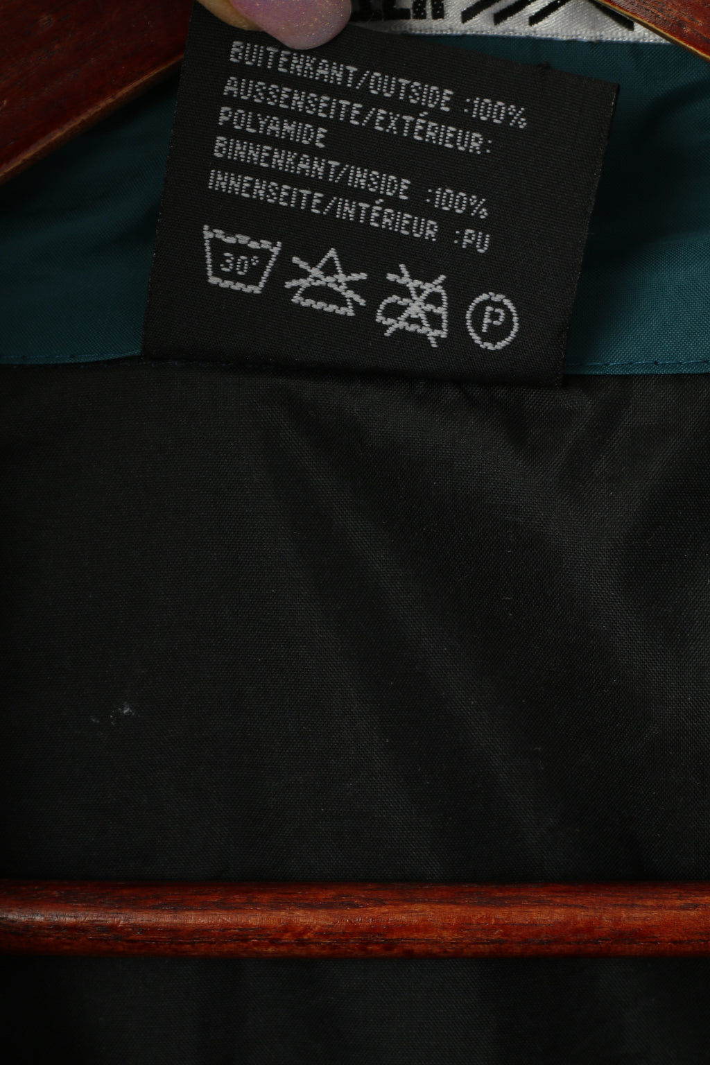 Saller Men XL Jacket Green Retro Nylon Waterproof Zip Up Drawstring Rain Top