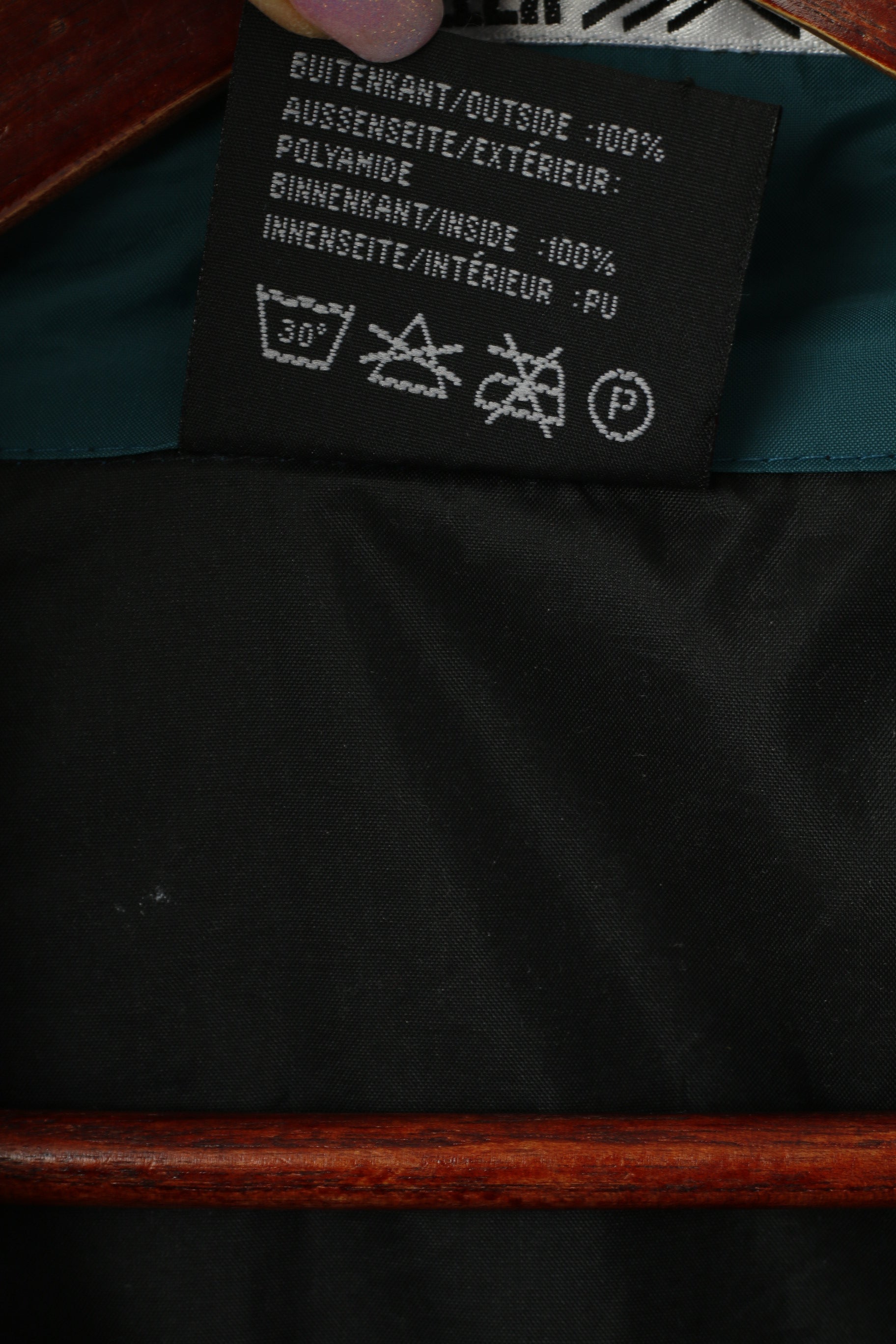 Saller Men XL Jacket Green Retro Nylon Waterproof Zip Up Drawstring Rain Top