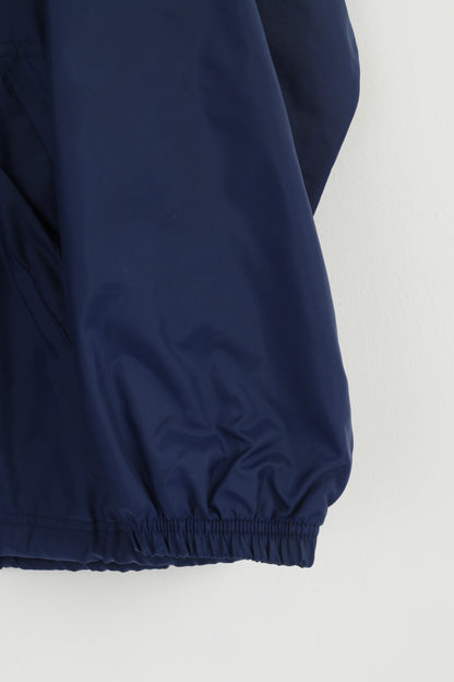 Adidas Men L 186 Jacket Navy Classic Harrington Vintage Nylon Waterproof Zip Up Top
