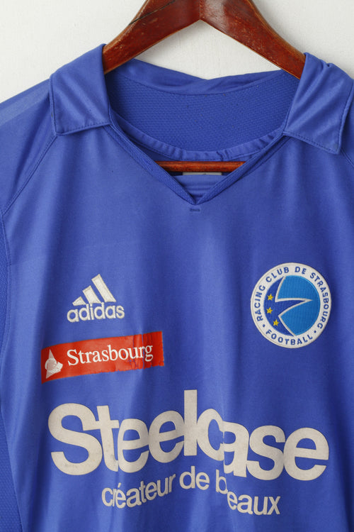 Adidas Garçons 14 Âge 164 Chemise Bleu Racing Club De Strasbourg Football Jersey Top