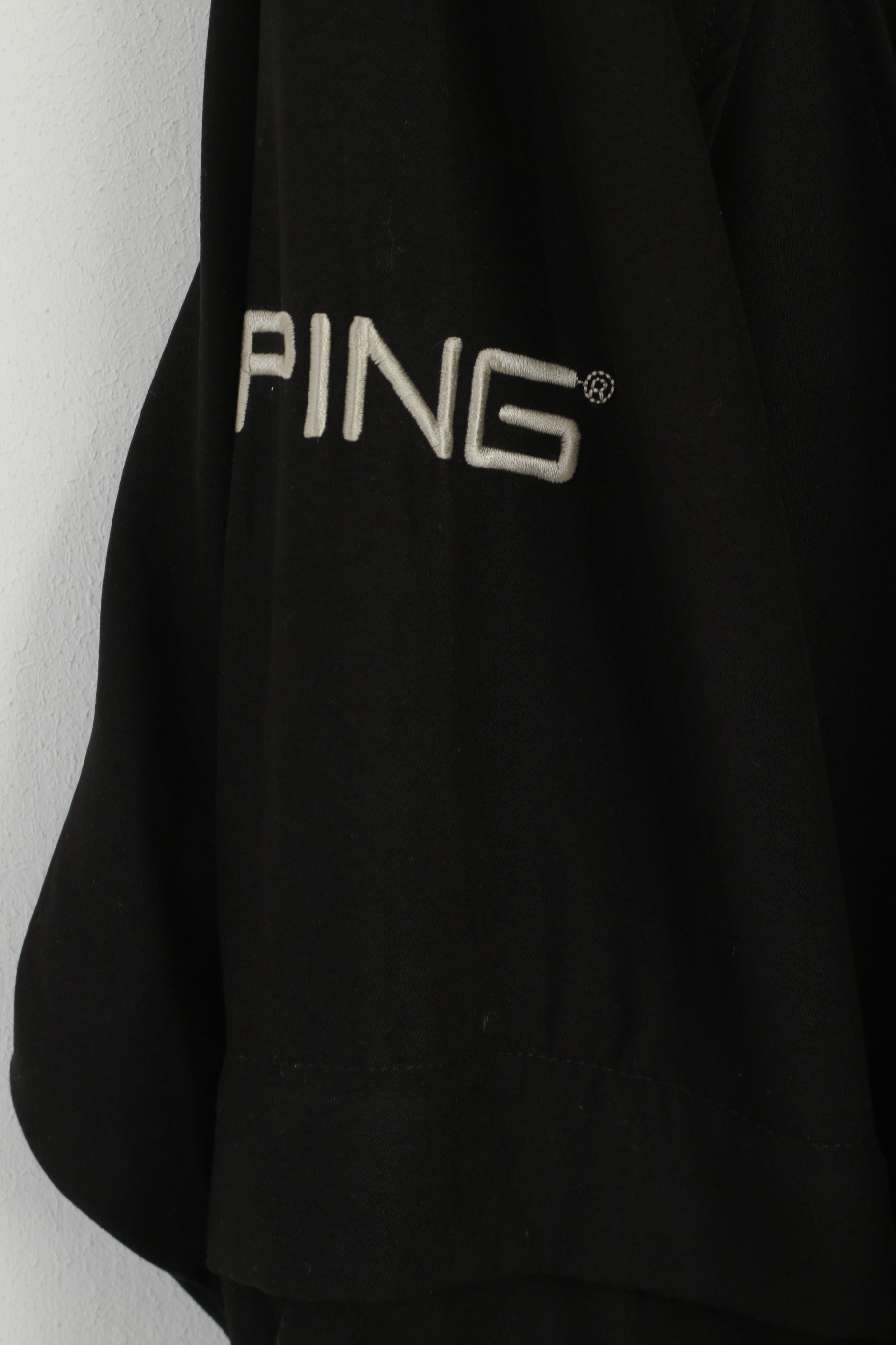 PING Giacca pullover da uomo L nera Golf Sport Zip collo foderato in rete Activewear Top