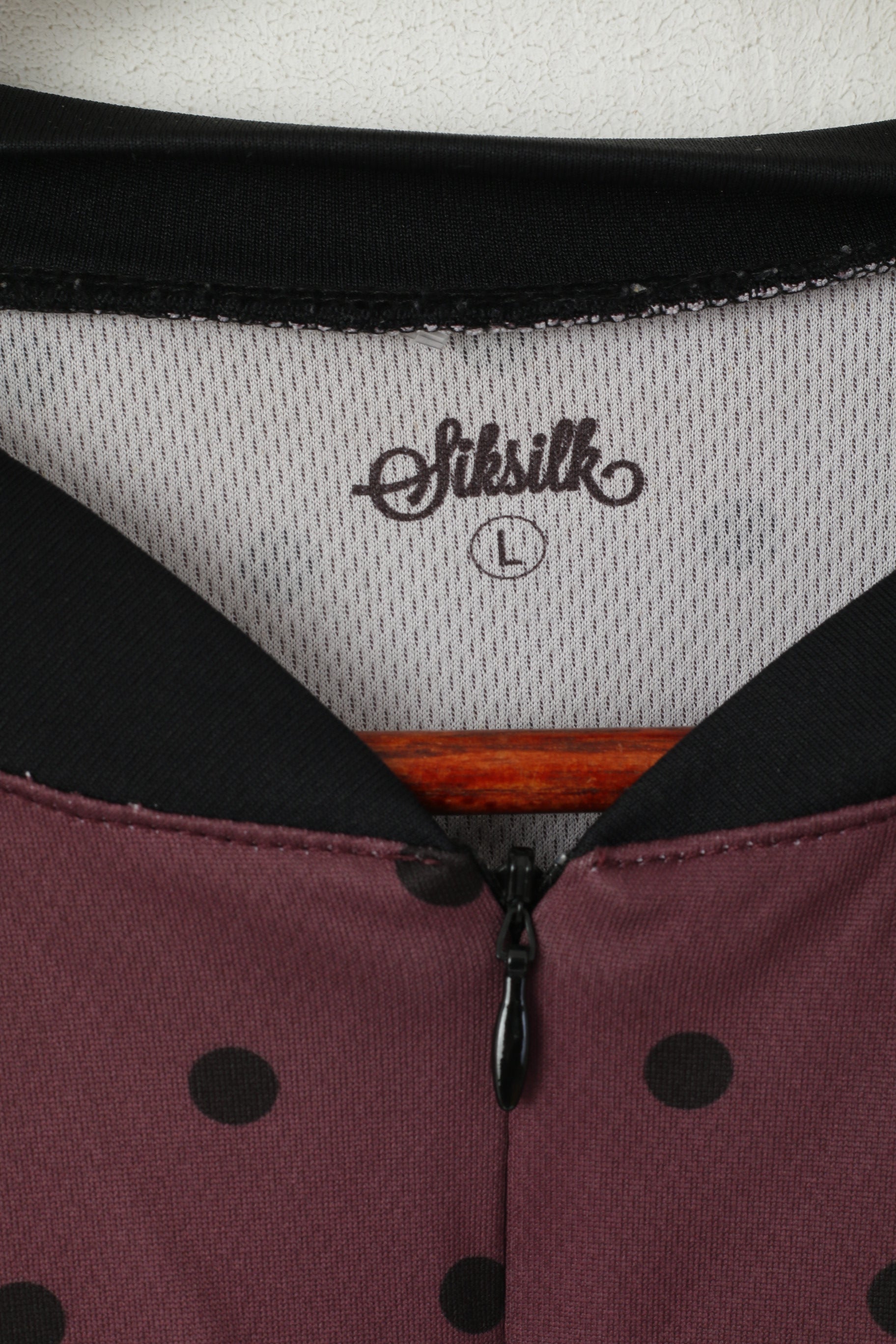 Sik Silk Hommes L Chemise Violet Rétro À Pois Demi-Zip Rétro Brillant Jersey Haut