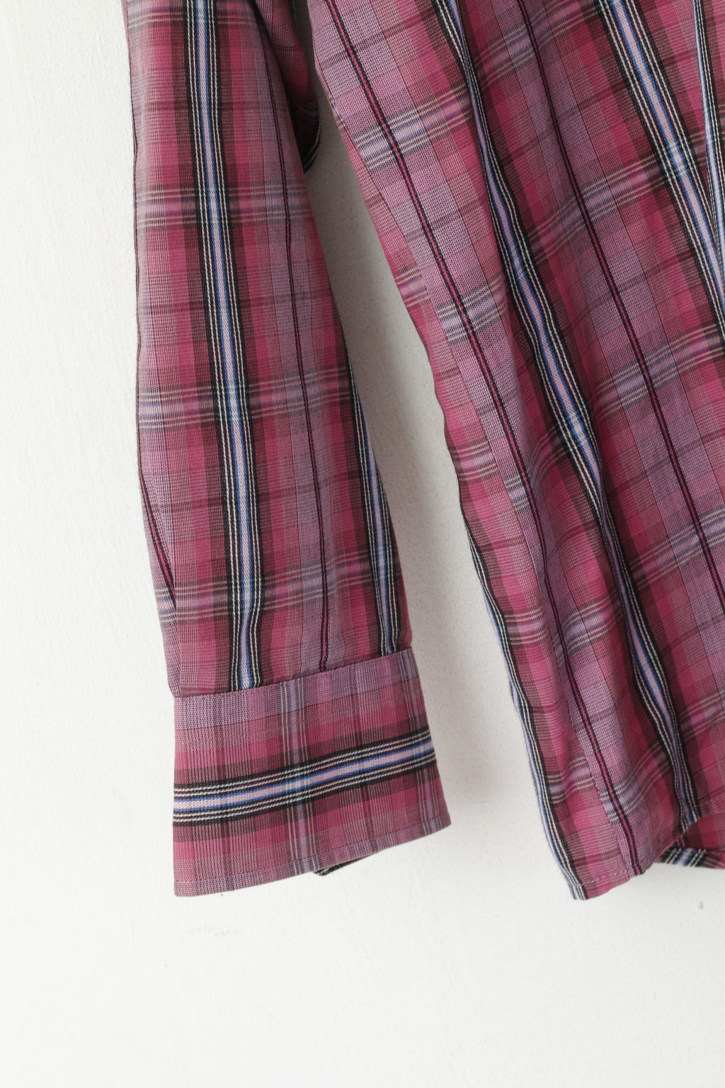 Just Calvino Homme XL Chemise décontractée Rose à carreaux en coton à manches longues avec poche