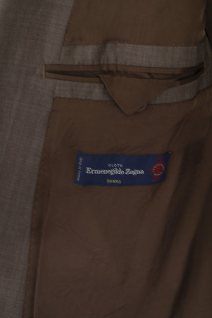 Ermenegildo Zegna Men 46 Blazer Brown Shiny Wool Silk Single Breasted Jacket