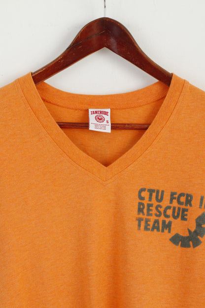 Zanerobe Women S T-Shirt Orange Cotton CTU FCR Rescue Team V Neck Top