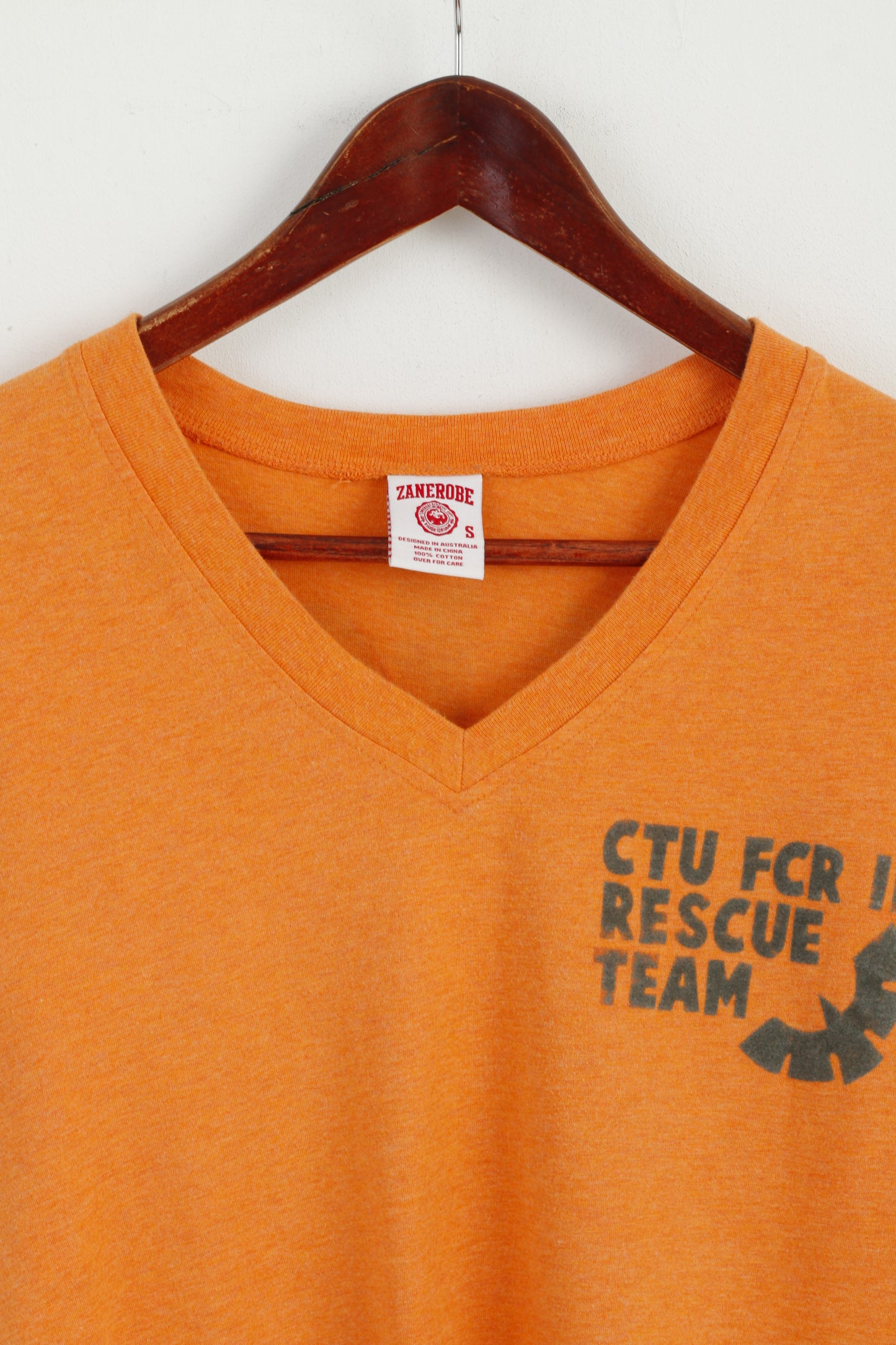 Zanerobe Women S T-Shirt Orange Cotton CTU FCR Rescue Team V Neck Top