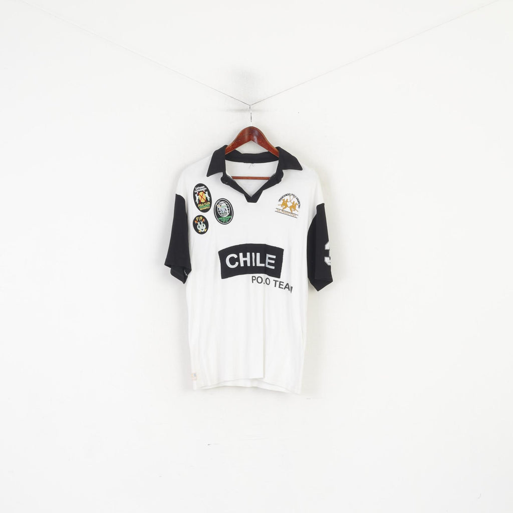 La Martina Men L Polo Shirt White Cotton Polo Club Dudomaine FIB 2004 #3 Top