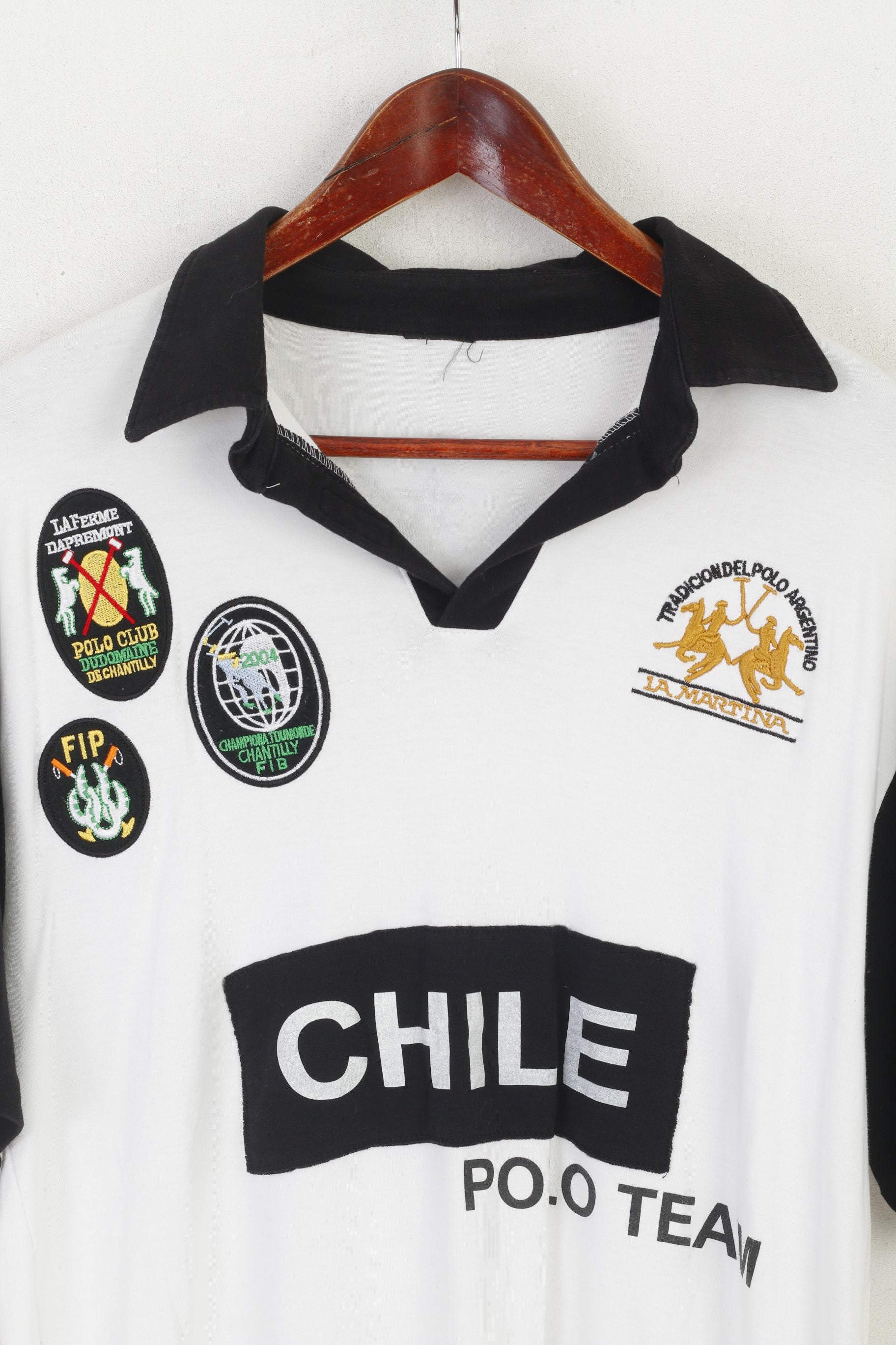 La Martina Men L Polo Shirt White Cotton Polo Club Dudomaine FIB 2004 #3 Top