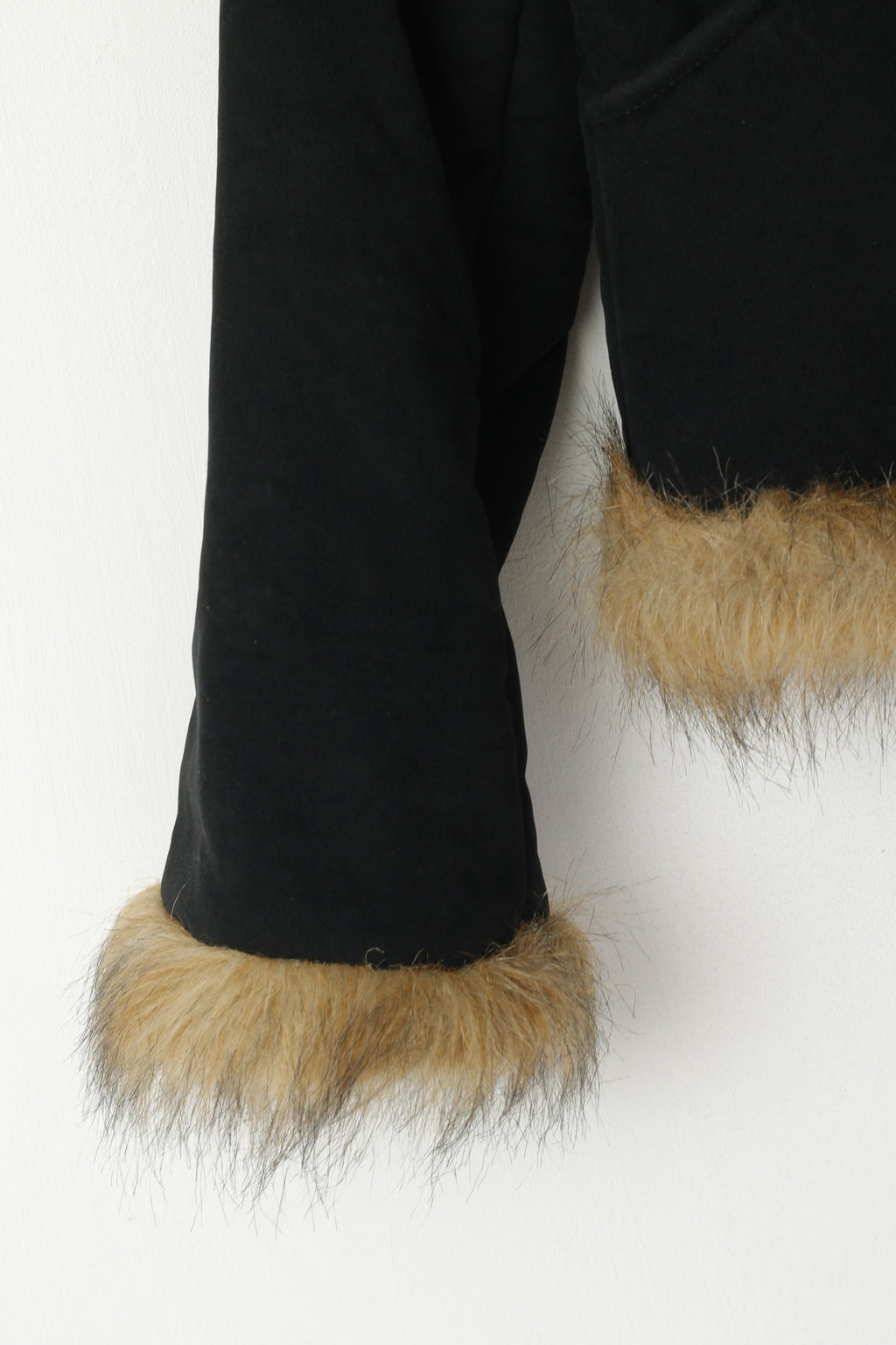 North Down Giacca da donna M Giacca in finta pelle scamosciata nera con colletto corto in pelliccia sintetica Top elegante